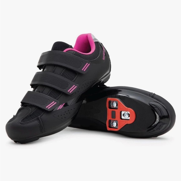 Tommaso Barbi Black and Pink Cycling Shoes with Velcro Straps - Picture 1 of 7